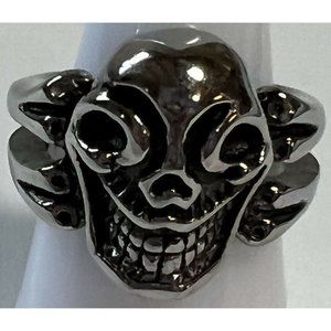 Jewelry Ring New Stainless Steel Skull 23 mm Biker Silver Tone Never Rust S-11.5